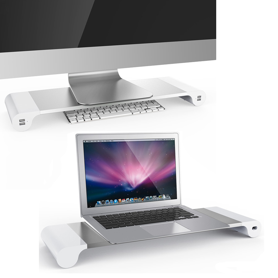 
4 Ports USB Charger Desk Riser Notebook TV Stand for Macbook