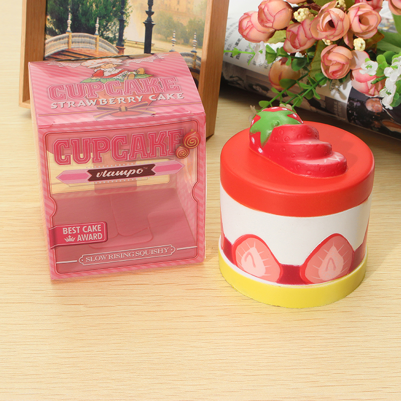 

Vlampo Squishy Strawberry Cupcake Slow Rising Original Packaging Cake Collection Gift Toy Decor
