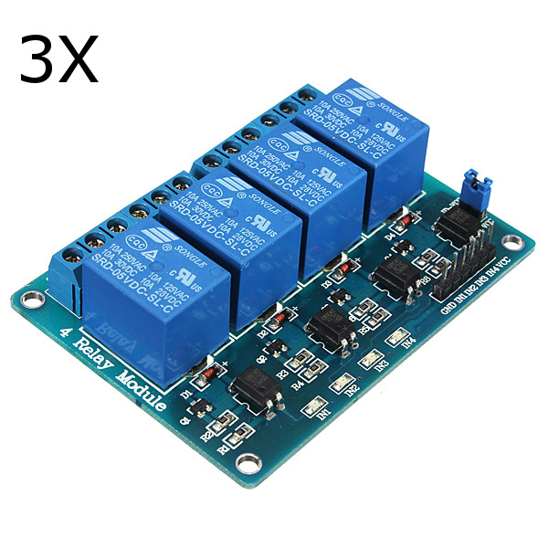 

3Pcs Geekcreit® 5V 4 Channel Relay Module For Arduino PIC ARM DSP AVR MSP430 Blue