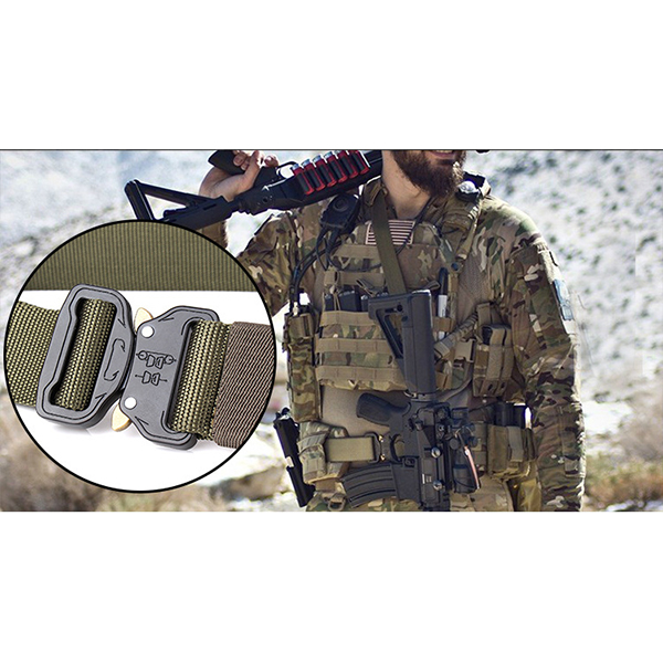 125CM Mens Nylon Outdoor Tactical Military Army Belt Heavy Duty Buckle Waistband 