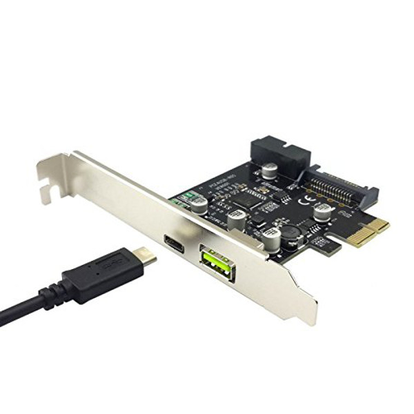 

ITHOO PCI-E 1x Express to USB 3.1 Type C & USB 2.4A Dual Port Add on Expansion Card Adapter for PC