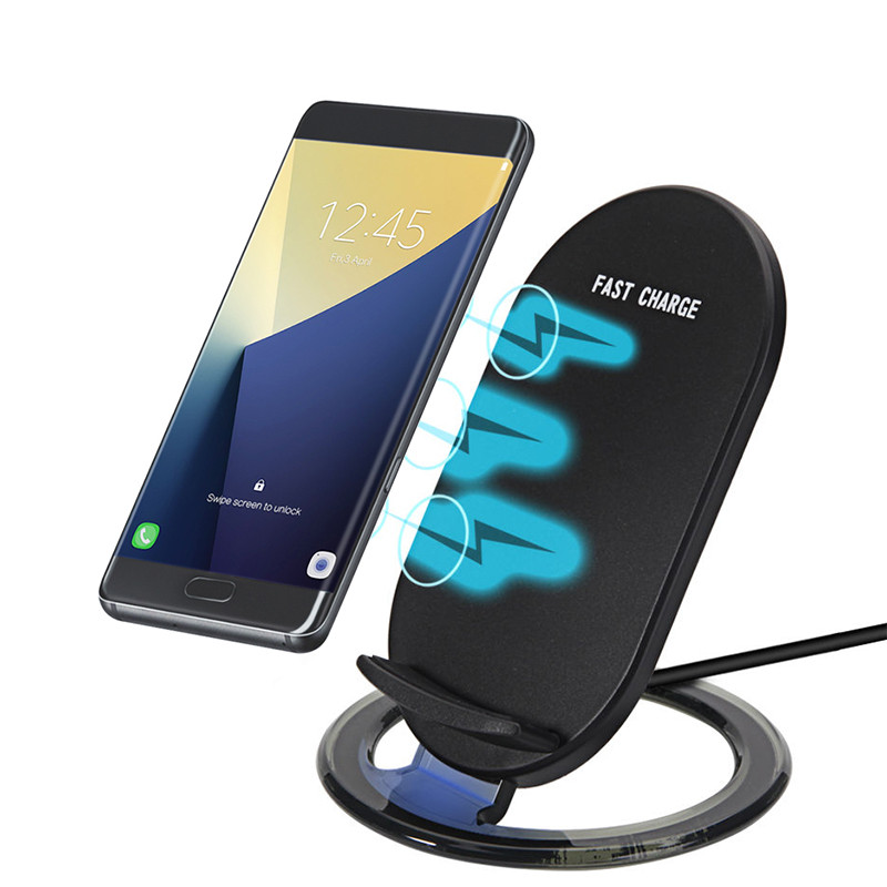

2 Coils Fast Qi Wireless Desktop Charger Holder Dock for Samsung Galaxy S8 S7 S6 Edge