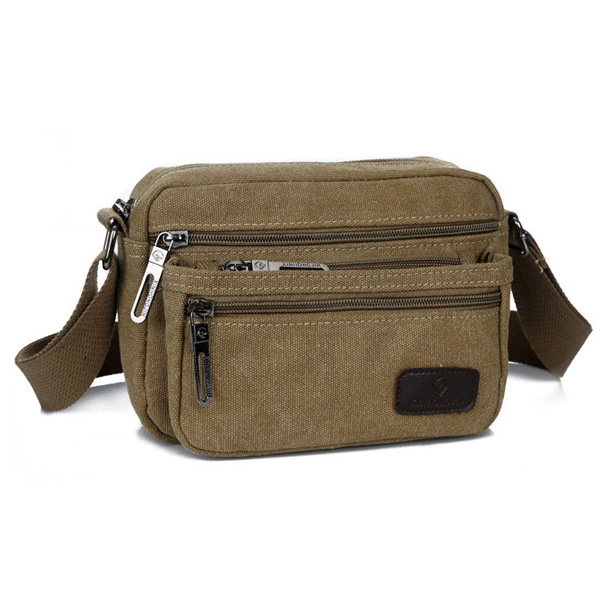 Men Canvas Leisure Crossbody Bag Outdoor Travel Capacity Shoulder Bag ...