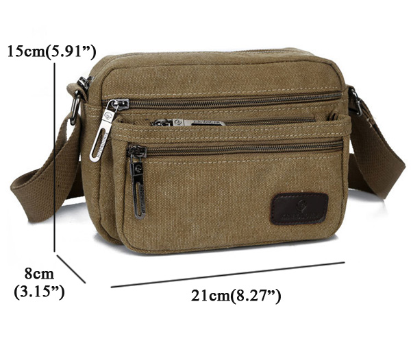 Men Canvas Leisure Crossbody Bag Outdoor Travel Capacity Shoulder Bag ...