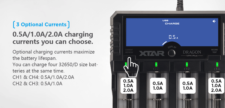 Xtar DRAGON VP4 Plus LCD USB Charger For Li-ion/IMR/INR/ICR/Ni-MH/Ni-CD/Battery Pack