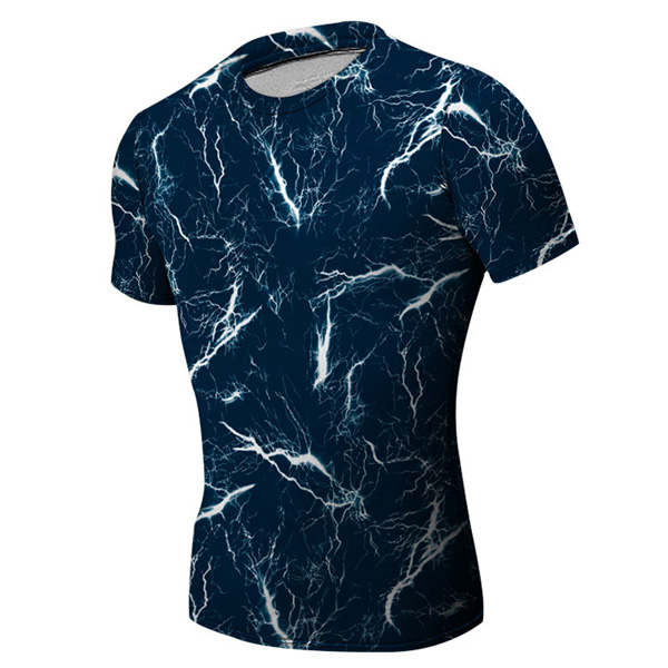

Mens Wicking Lightning Camouflage Casual Tees Short-sleeved Tights Fitness Training Jogging T-shirt