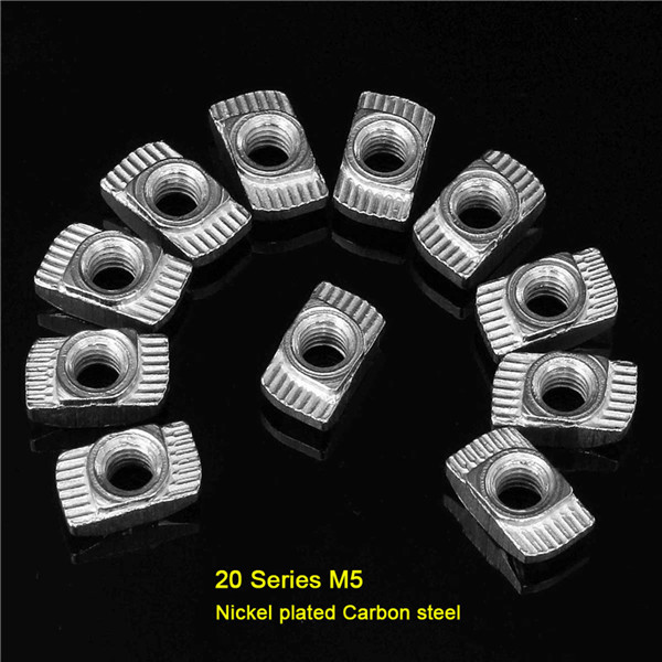 Drillpro 100pcs M5 Hammer Nut Nickel Plated Carbon Steel Aluminum Connector T Fastener Sliding Nut