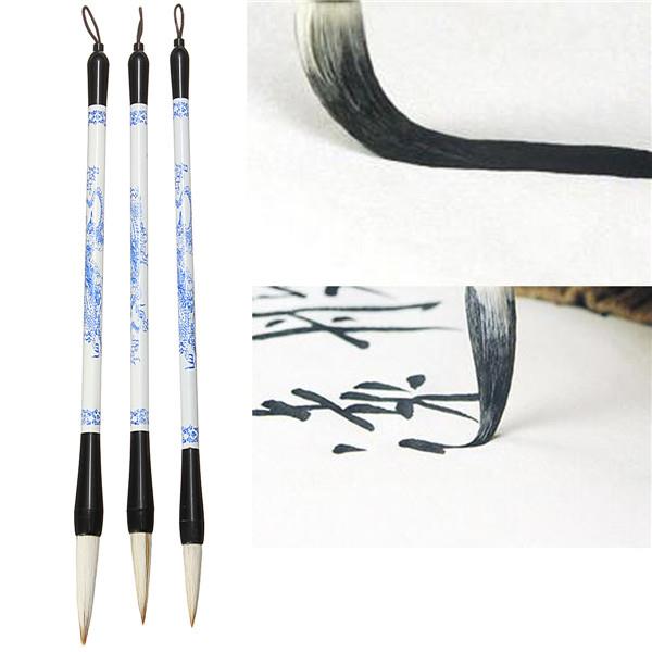 3pcs Chinese Japanese Water Ink Painting Writing Calligraphy Brush Pen WhitYJF0 