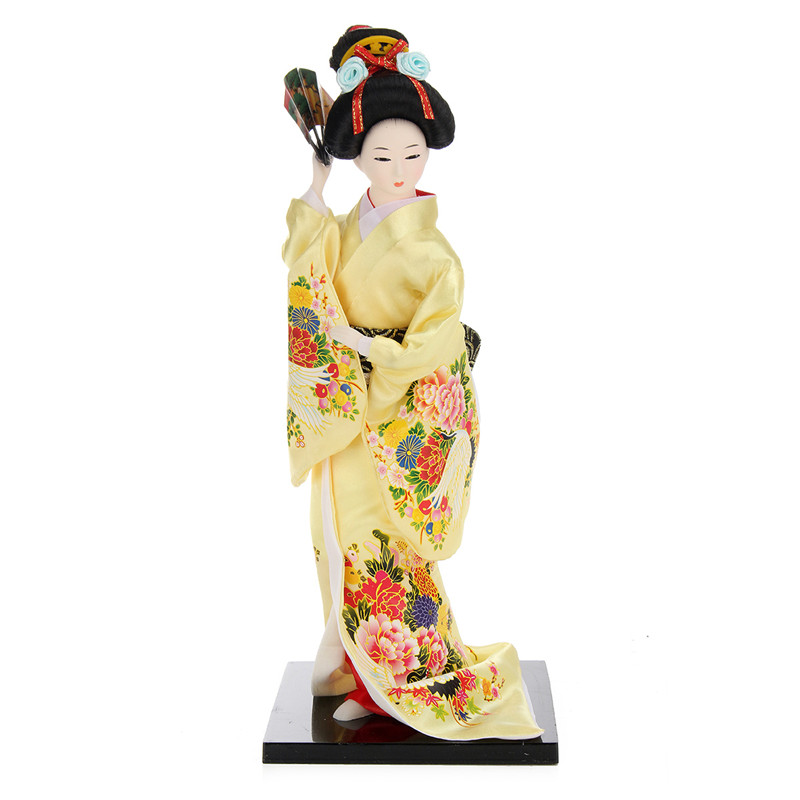Oriental Japanese Brocade Kimono Kabuki Doll Geisha Figure Figurine Statue Decor