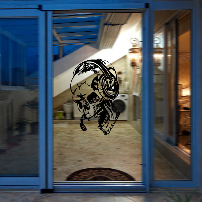 Hallowen Skull Head Showcase Glass Window Decor Wall Sticker Party House Home Decoration Creative Decal DIY Mural Wall Art Sticker