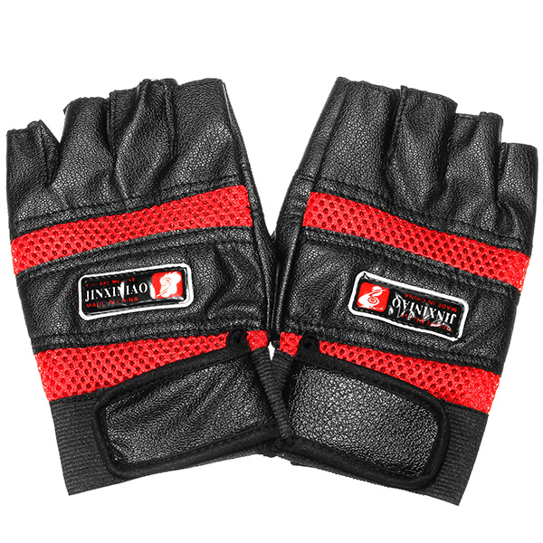 

Half Finger Leather Gloves Protective Men's Boxing Sports Motorcycle Cycling Biker Black Red Blue