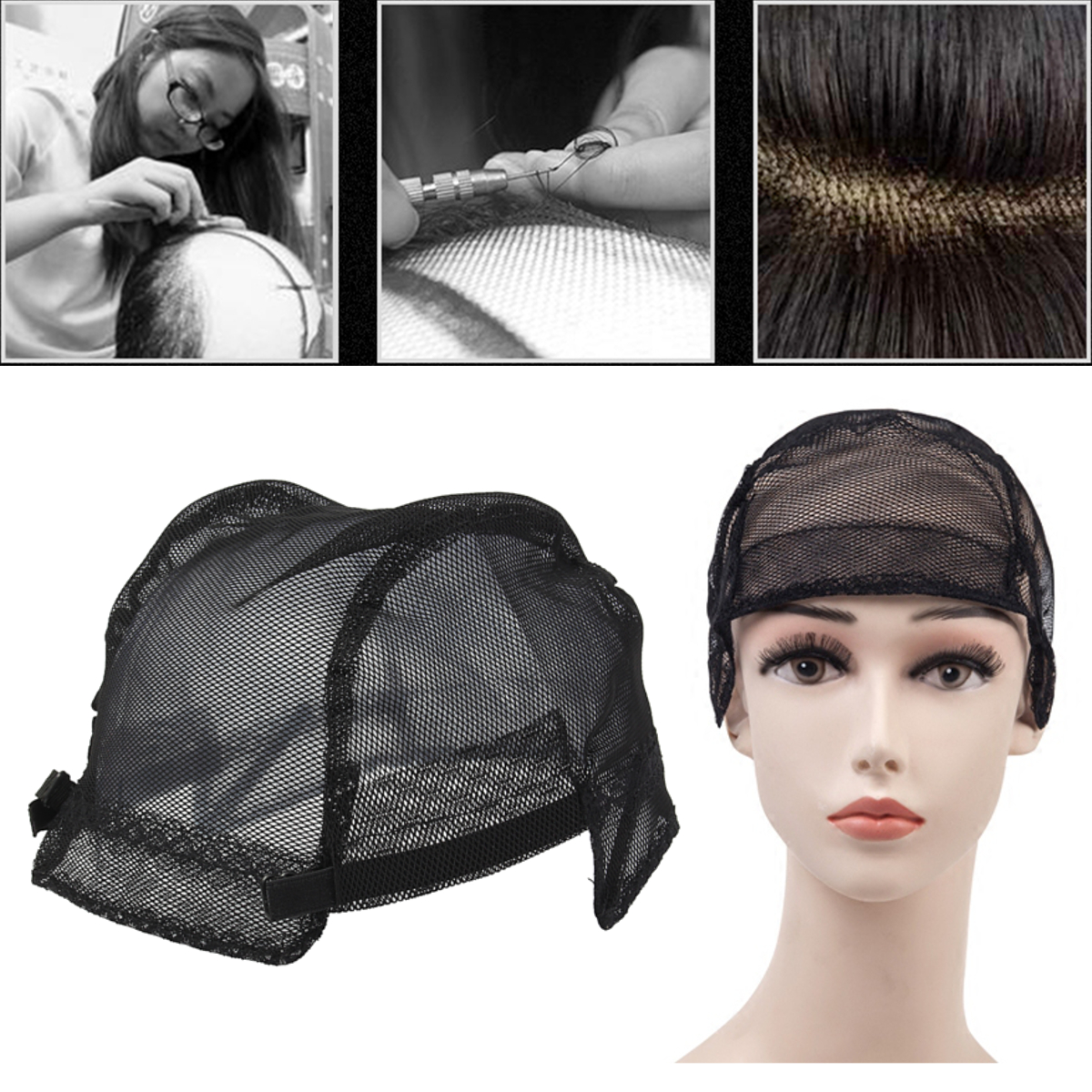 Wig Caps For Making Wigs Stretch Lace Weaving Cap Adjustable Straps Bl ...