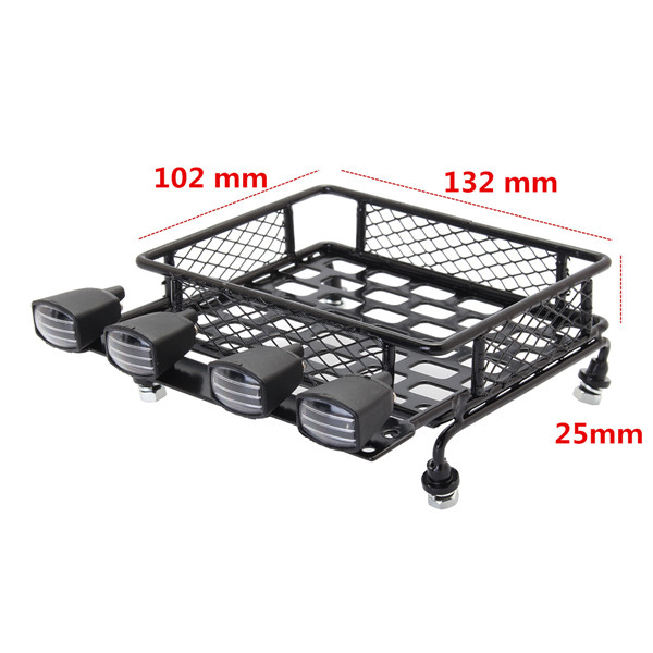Jazrider Steel Luggage Tray Roof Rack with Light For 1/10 RC Car Truck Tamiya Axial - Photo: 9