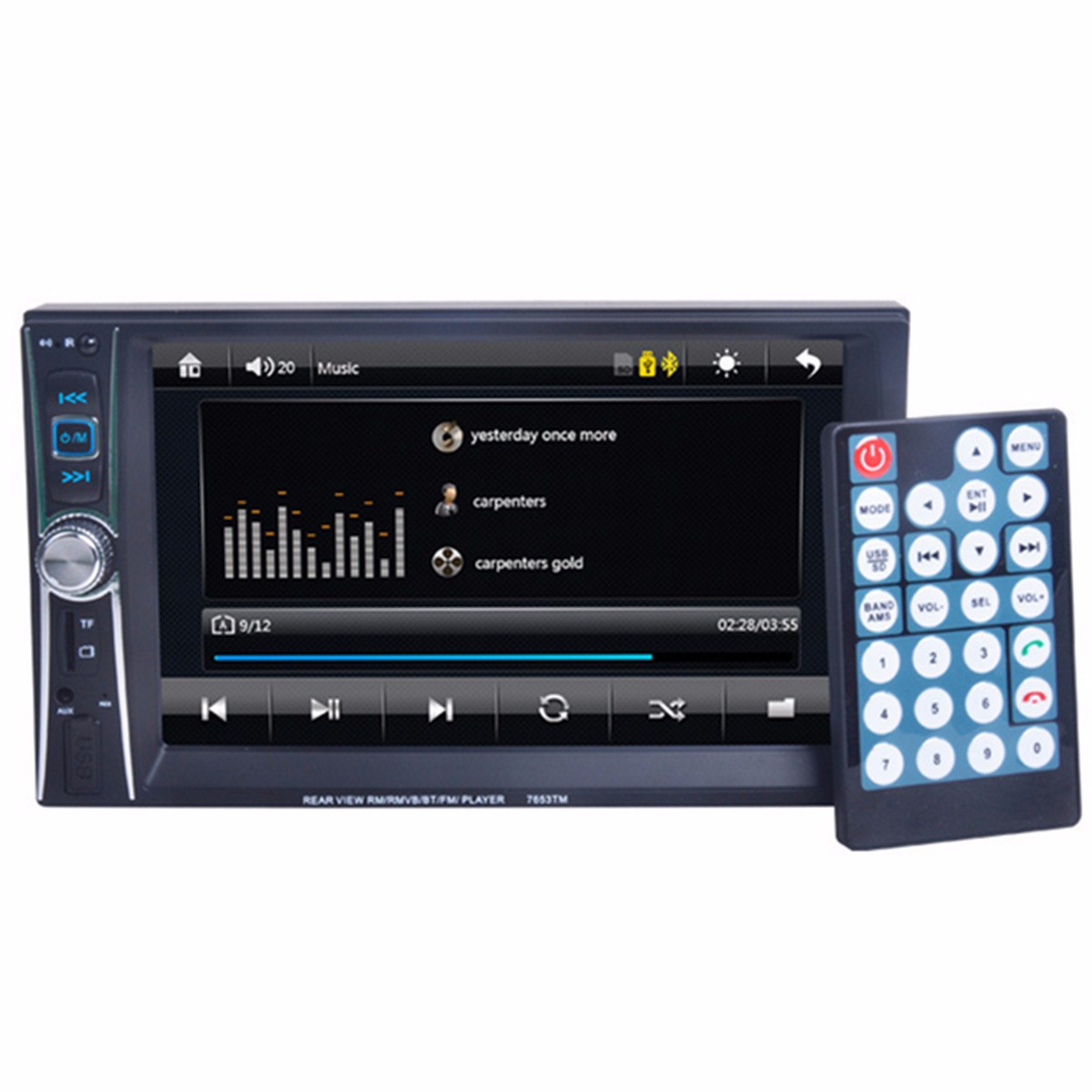 

7653TM 6.6 Inch 2 DIN Bluetooth Touchscreen Car MP5 Player Stereo Radio FM USB AUX+Camera