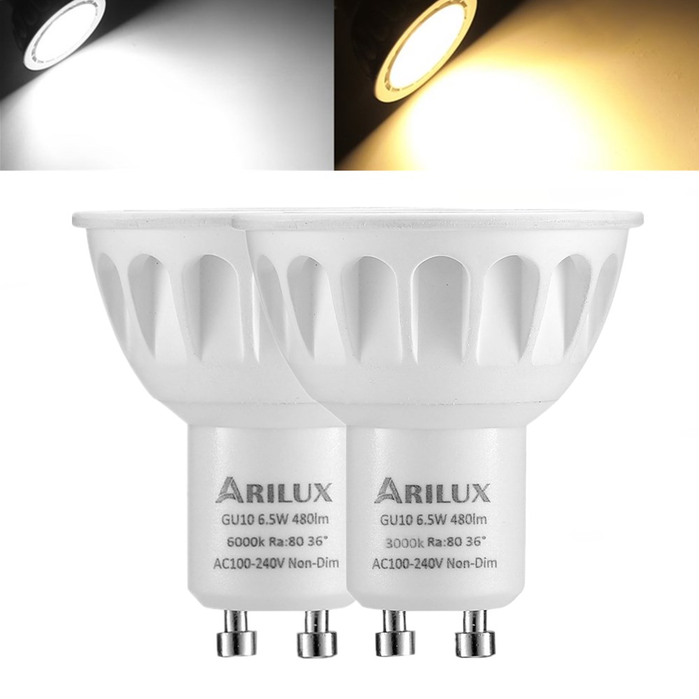

1X 5X 10X ARILUX® GU10 6.5W 2835 SMD 480LM Non-Dimmable LED Spotlight Indoor Lamp Bulb AC100-240V