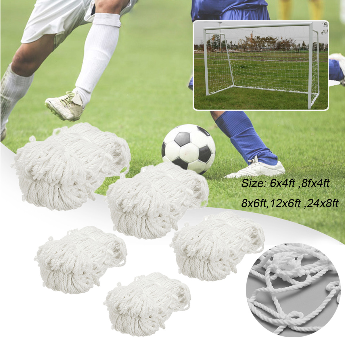 6x 4ft Football Soccer Goal Post Nets For Sports Training Match Replace White TW 