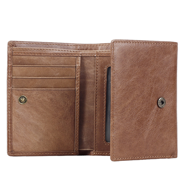 JINBAOLAI Men Genuine Leather Minimalist Tri-fold Wallet Classic ...