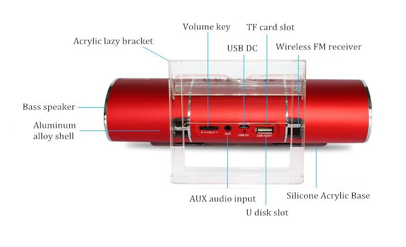 Sansui E19 Wireless Bluetooth Портативный динамик LED Часы Дисплей TF-карта FM Радио с держателем телефона