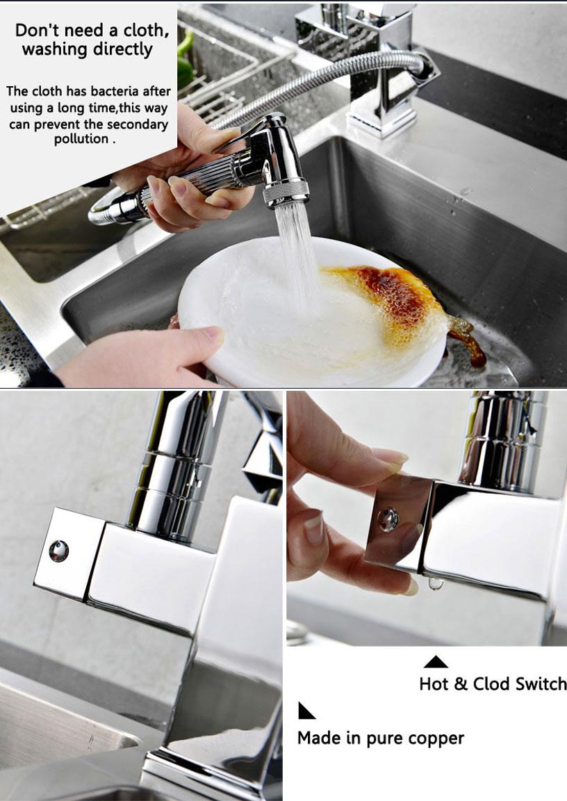 <strong>kitchen</strong> sink mixer faucet pull out sprayer tap bathroom dual