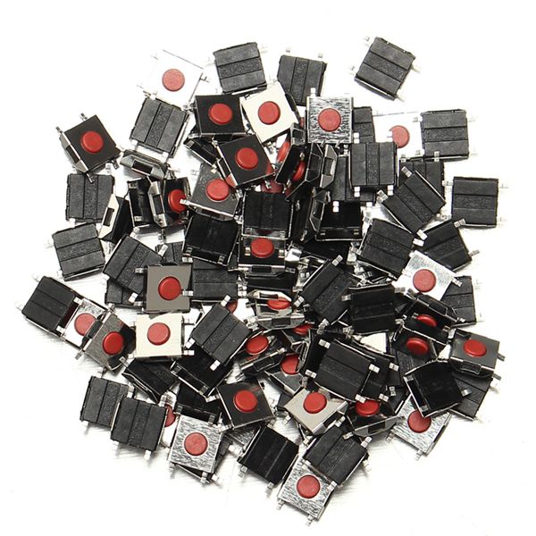 

100Pcs 6 X 6 X 2.5mm Tactile Push Button Switch Tact Switch Micro Switch 4-Pin SMD