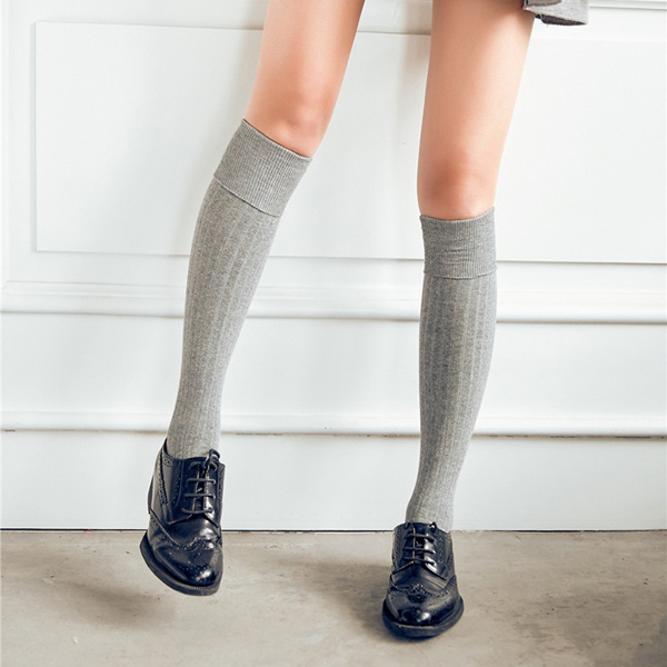 

Women Girls Knitted Stripe Cotton Blend Over Knee Stocking Elastic Stretchable High Tight Socks