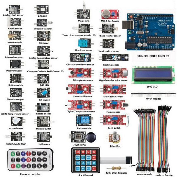 

UNO R3 Basic Starter Learning 37X Sensor Module Board Kit For Arduino