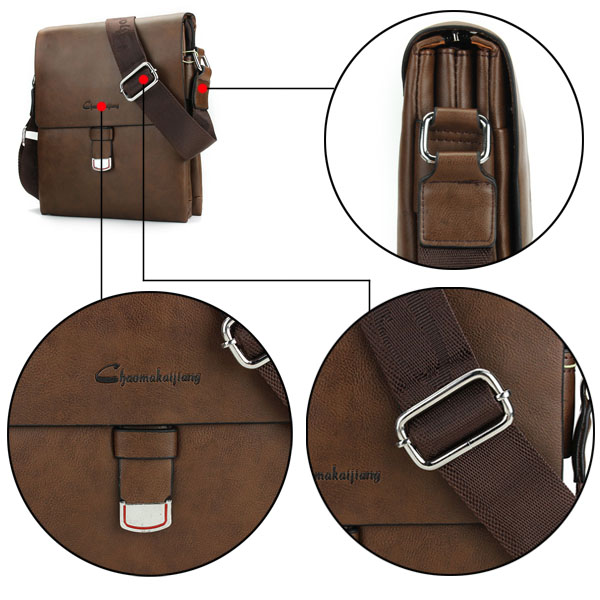 Men Bag, Business PU Black, Brown Khaki Casual, Crossbody Messenger Bag Briefcase