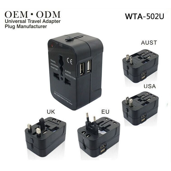 

WTA-502U Multifunction Universal Dual USB Travel Charger Converter Adapter Plug