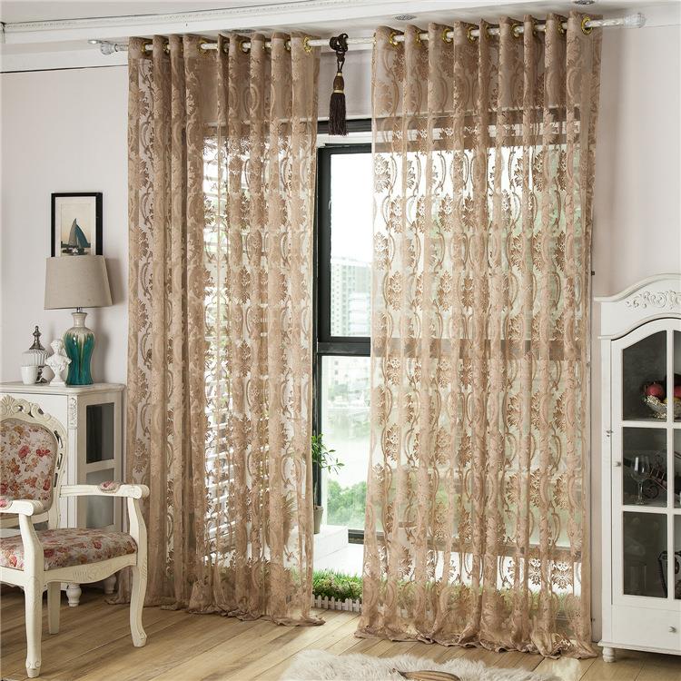 

2 Panel jacquard Hollow out Voile Sheer Curtains Bedroom Living Room Window Screening