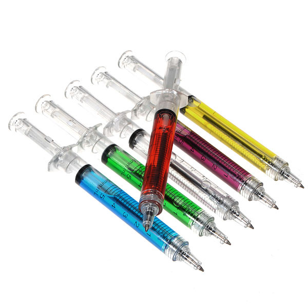 

5pcs Novelty Liquid Syringe Black Ink Ball Ballpoint Pen