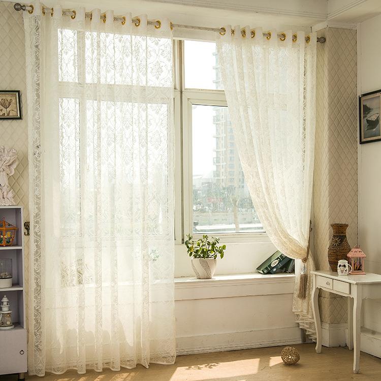 

2 Panel White Europe Jacquard Breathable Voile Sheer Curtains Bedroom Living Room Window Screening