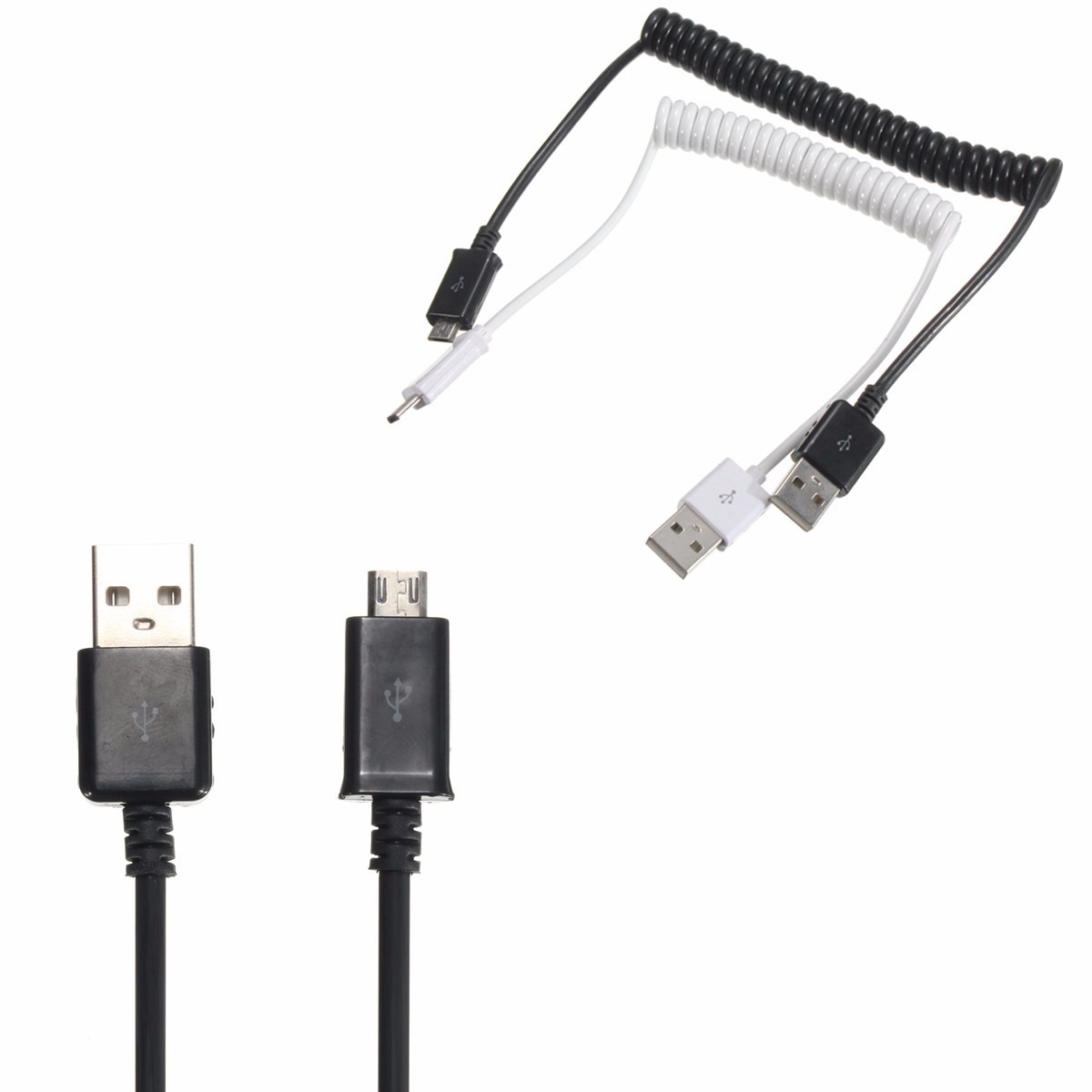 

Micro USB Spring Coiled 1m 3.3ft Retractable 5Pin Data Sync Charger Cable