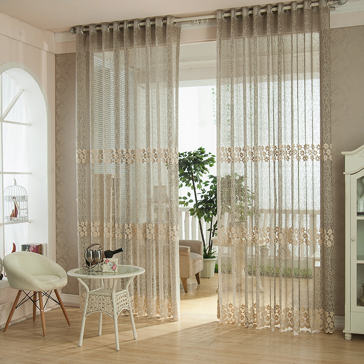 

2pcs Fiber Lace Hollow Out Tulle Sheer Curtains Window Screening Bedroom Living Room Home Decor