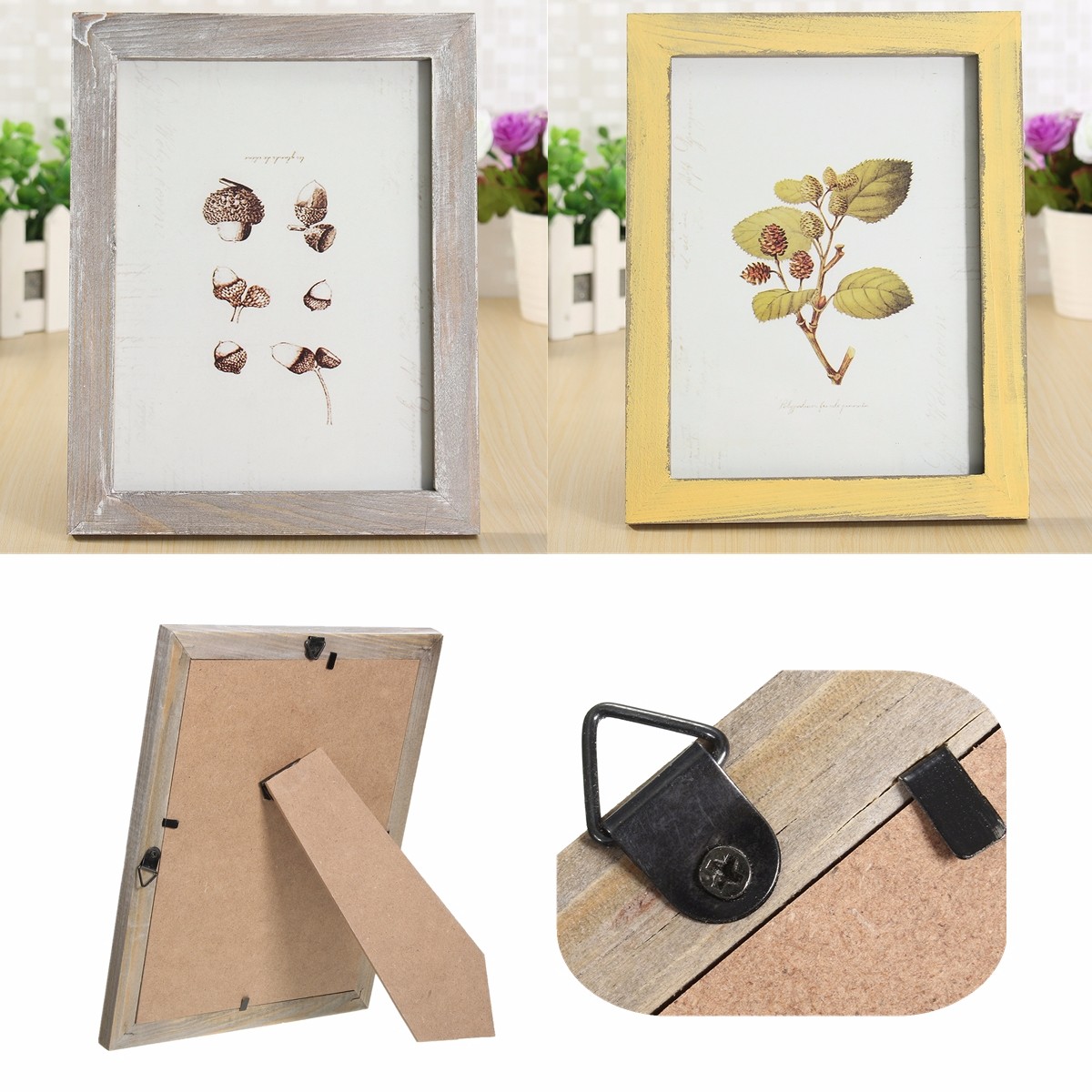 

8 inch Vintage Solid Wood Photo Picture Frame Wall Hanging Shabby Chic Room Decoration