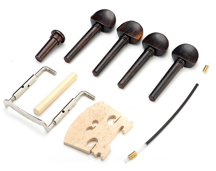 4/4 Ebony Violin Parts Tailpiece Pegs Chinrest Maple Bridge Set A3R6 