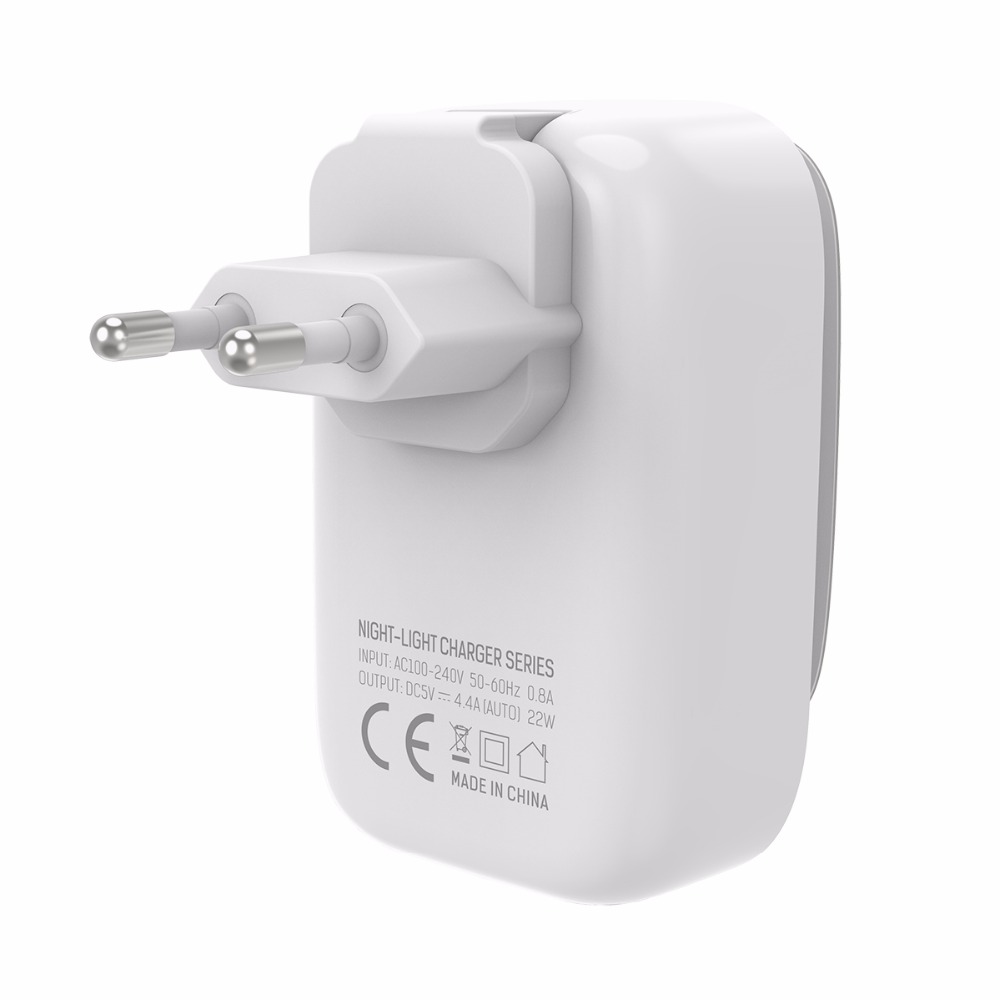 LDNIO A4405 4 Ports Portable USB Wall Charger with LED Light 4A Travel Adapter for Xiaomi OnePlus