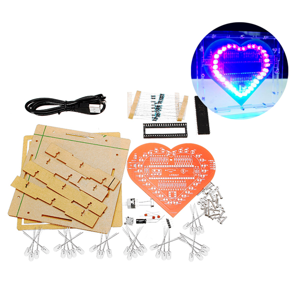 

DIY Colorful Glare 51 MCU Heart-shaped LED light Electronic Kit
