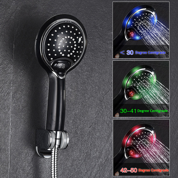 

3 Colors LED Temperature Control LCD Display Waterpower Shower Head for Baby Pregnant Women