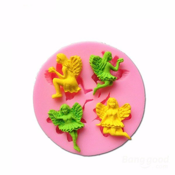 

4 Fairy Angel Silicone Fondant Mold Chocolate Polymer Clay Mould