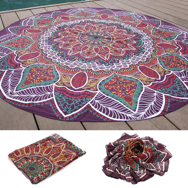 

145cm Printing Thin Chiffon Beach Towel Mandala Round Bed Sheet Tapestry Tablecloth Decor