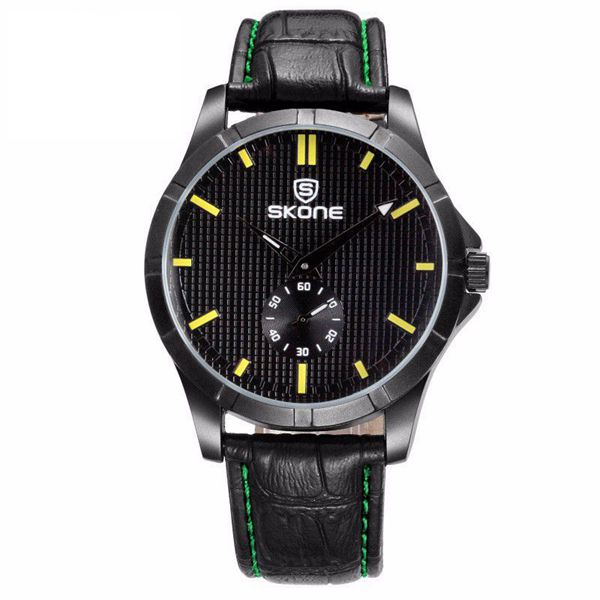 

SKONE 9415EG PU Leather Band Daily Life Waterproof Analog Quartz Wrist Watch