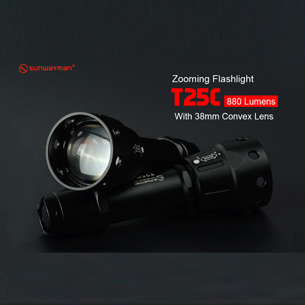 

Sunwayman T25C XM-L2 U3 Convex Lens Zoomable 880LM LED Flashlight 18650
