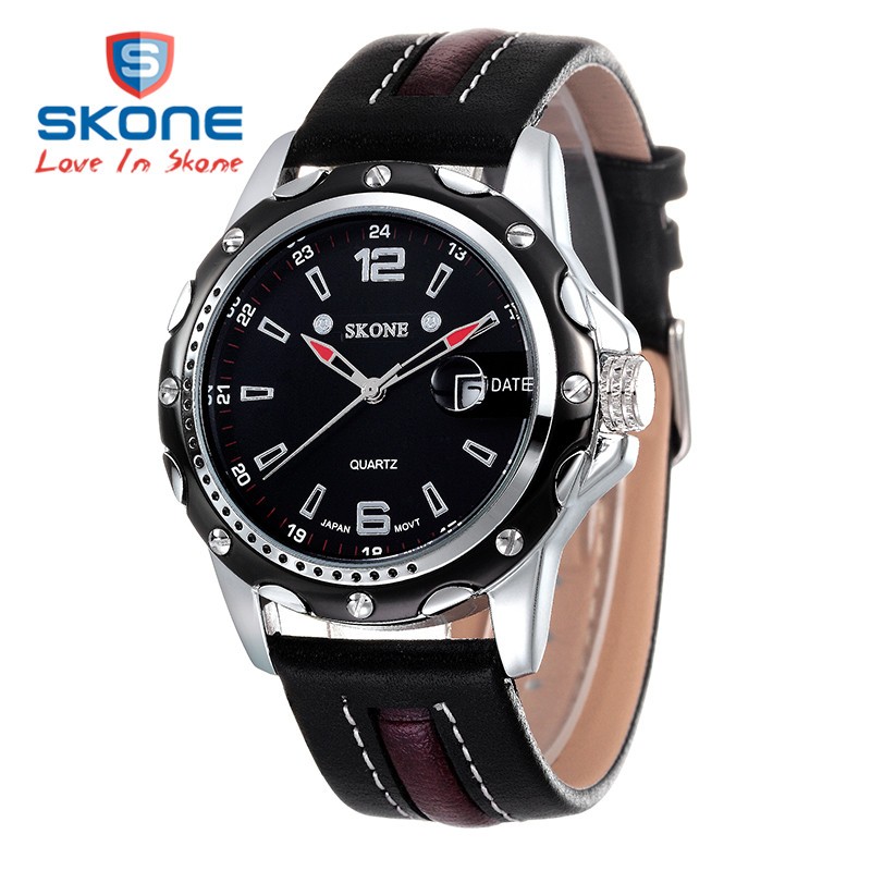 

SKONE 7147 Men Casual PU Leather Band Quartz Analog Wrist Watch