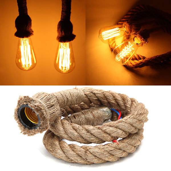 

1M Vintage Retro Rope Pendant Light Loft Creative Industrial Lamp For Living Room AC 90-260V