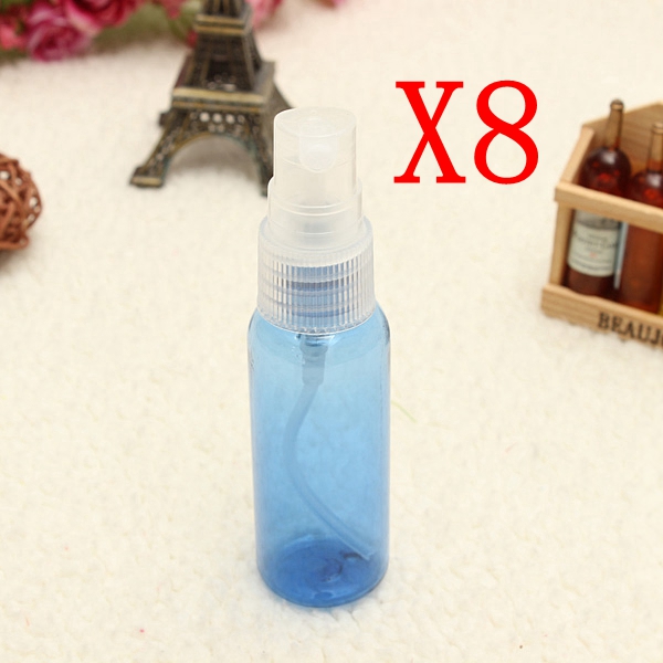 

8Pcs 30ML Blue Empty Transparent Plastic Water Spray Bottle Atomizer Container Travel