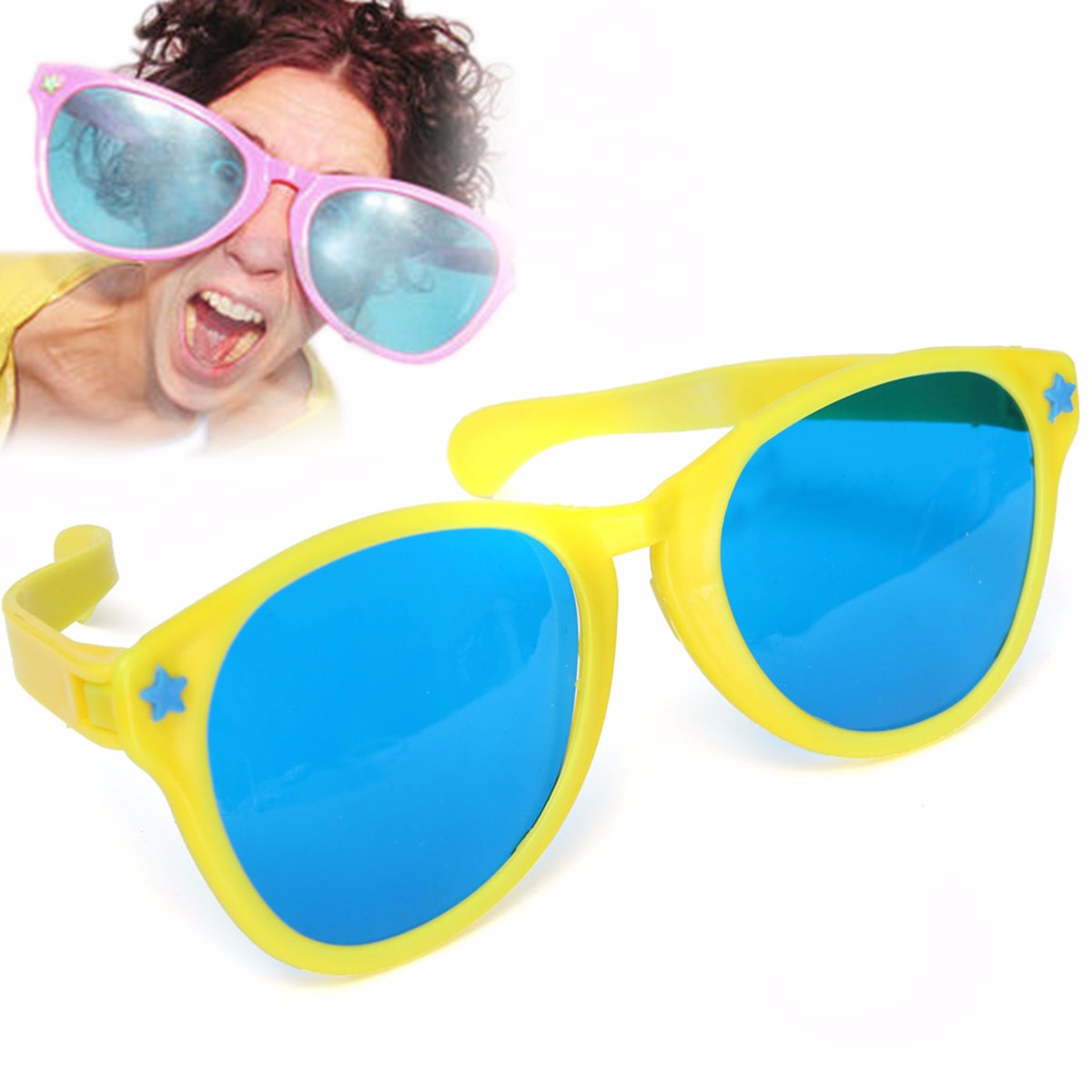 

Large Coloured Comedy Funny Joke Glasses Sunglasses For Clown Gag Fancy Dress
