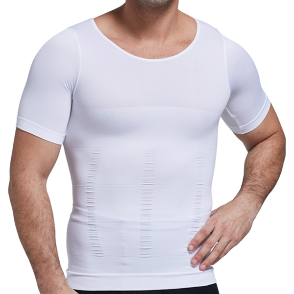 

Fat Mens Elastic Body Shaper Underwear Short-sleeved Bodybuliding Tops Tee