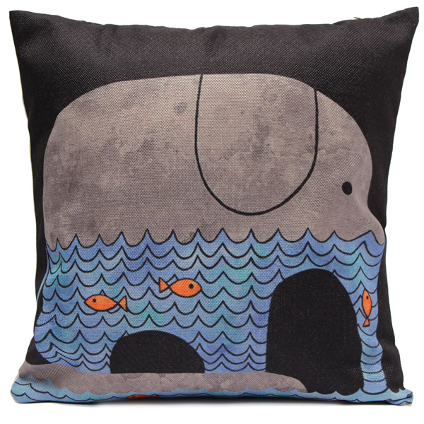 

Cartoon Moon Elephant Whale Throw Pillow Case Cushion Cover Home Sofa Car Office Decor