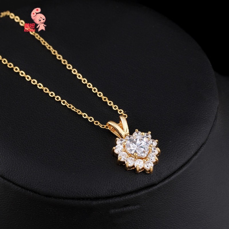Kuniu 18K Plated zircon Pendant Heart Necklace Women Jewelry Chain