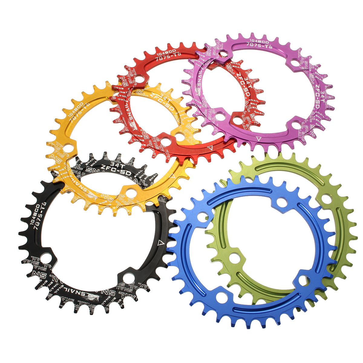 

SNAIL 34T Oval Disc Chainring Bicycle Crankset 104MM Chainwheel Bike Single-tooth Positive and Negative Plate